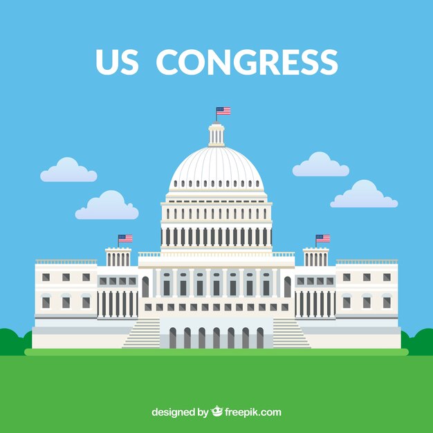 United states congress building in flat style