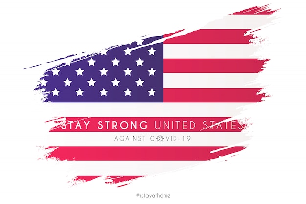 United States flag in watercolor splash with support message