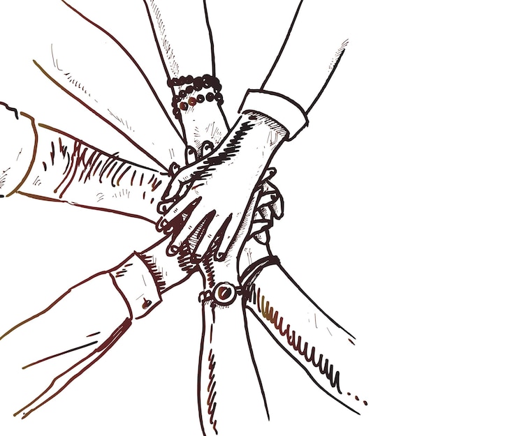 Free Vector unity of hands sketch vector illustration