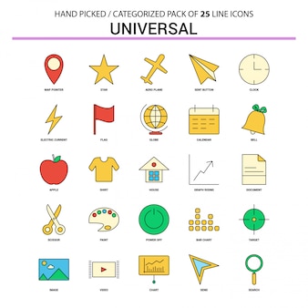 Universal flat line icon set