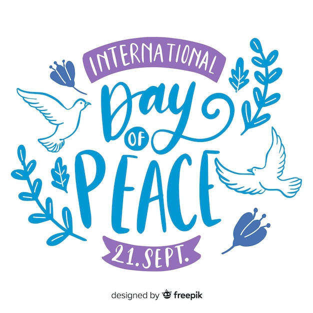 Free vector universal peace day lettering