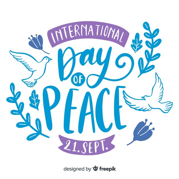 Universal peace day lettering