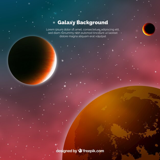 Universe background with reddish tones planets