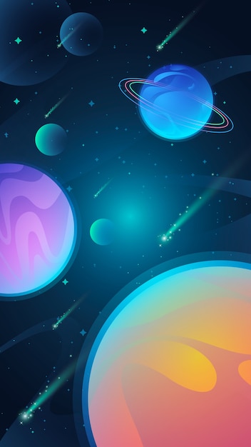 Universe mobile wallpaper with planets