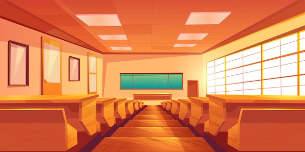 University auditorium cartoon vector interior illustration