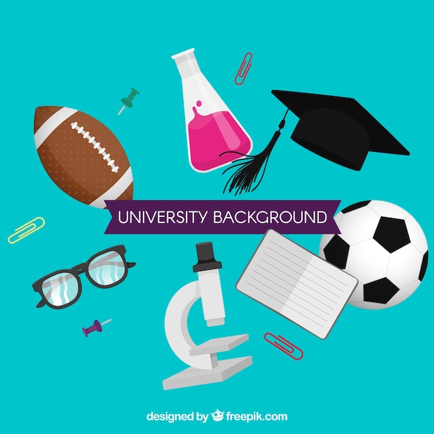 Free vector university elements background in flat style