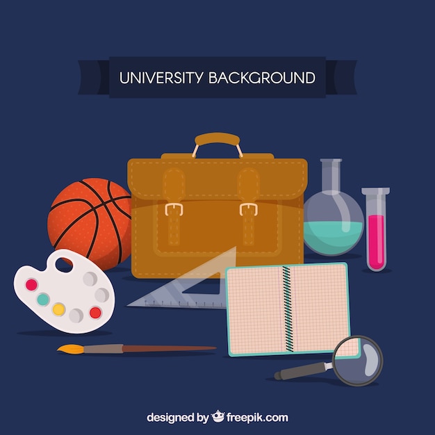 Free vector university elements background in flat style