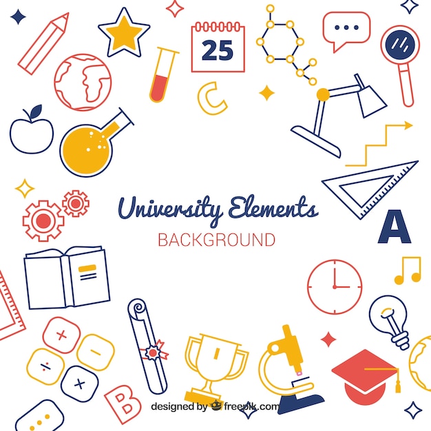 Free vector university elements background in flat style