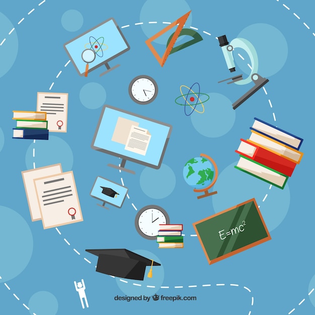 Free vector university elements background in flat style