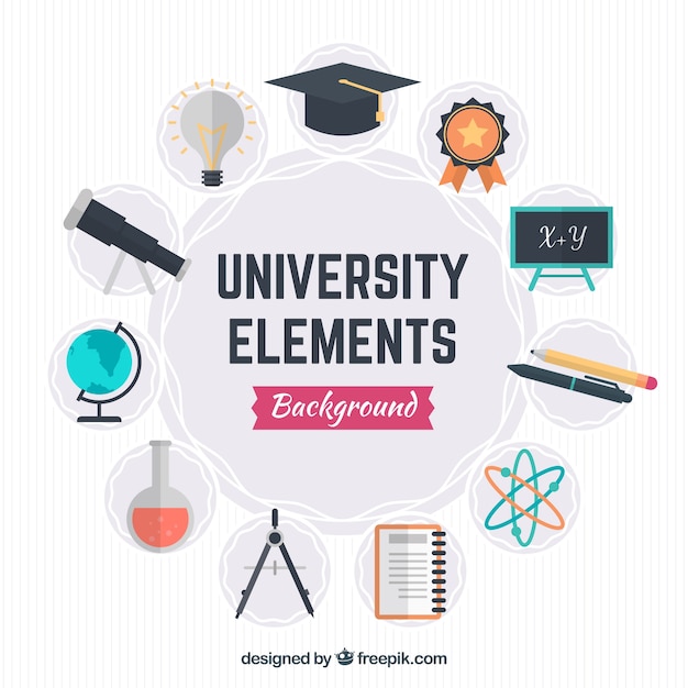 Free vector university elements background in flat style