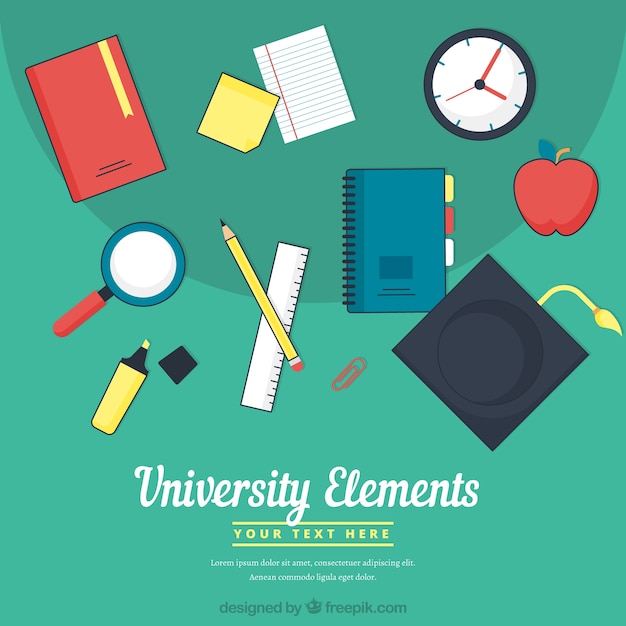 Free vector university elements background in flat style