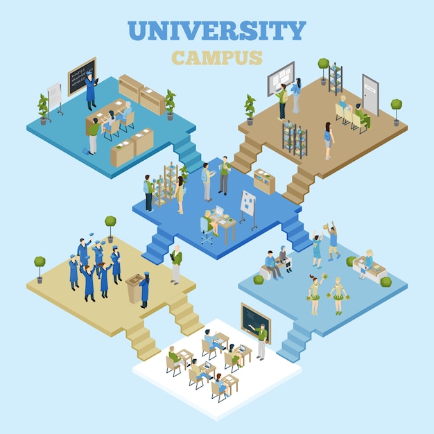 Free vector university isometric illustration