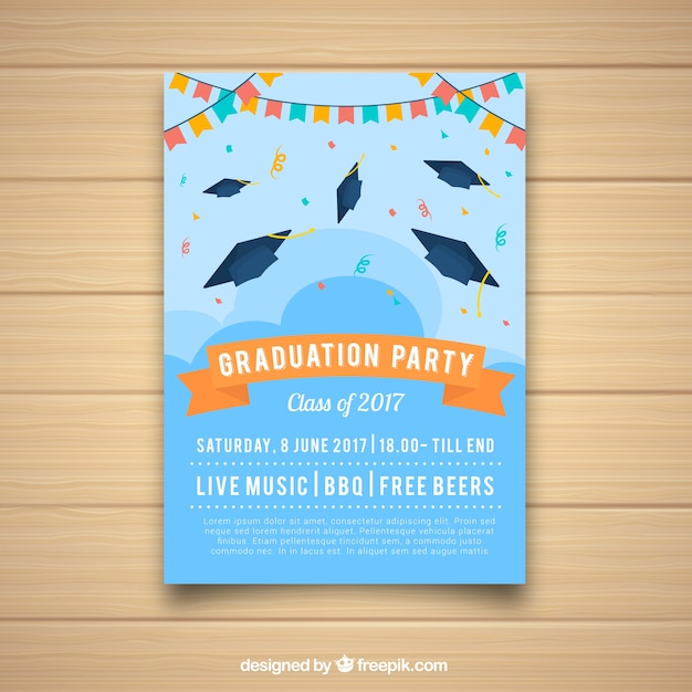 Free vector university party blue brochure