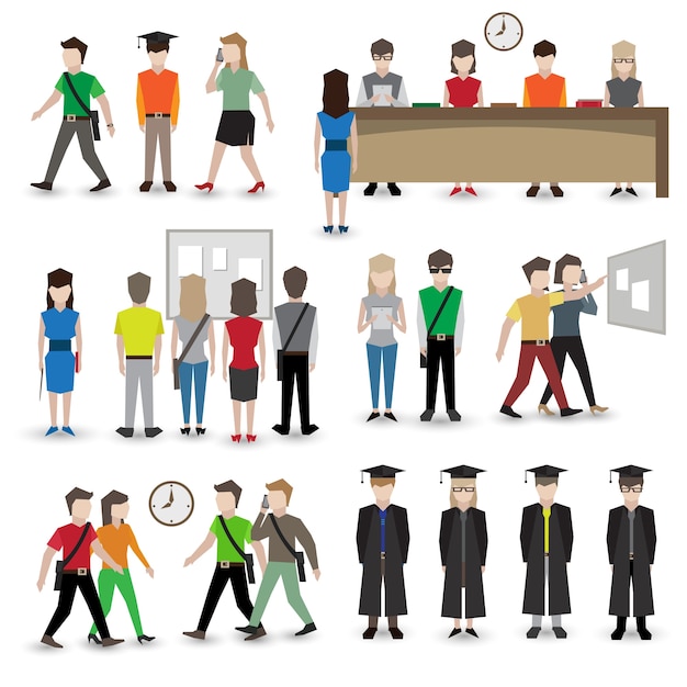 Free vector university people avatars