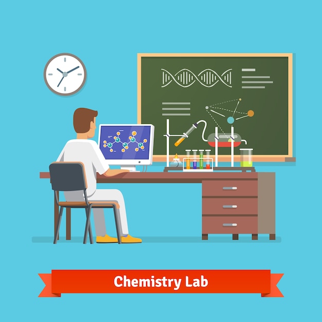 Free vector university student doing research in chemistry lab