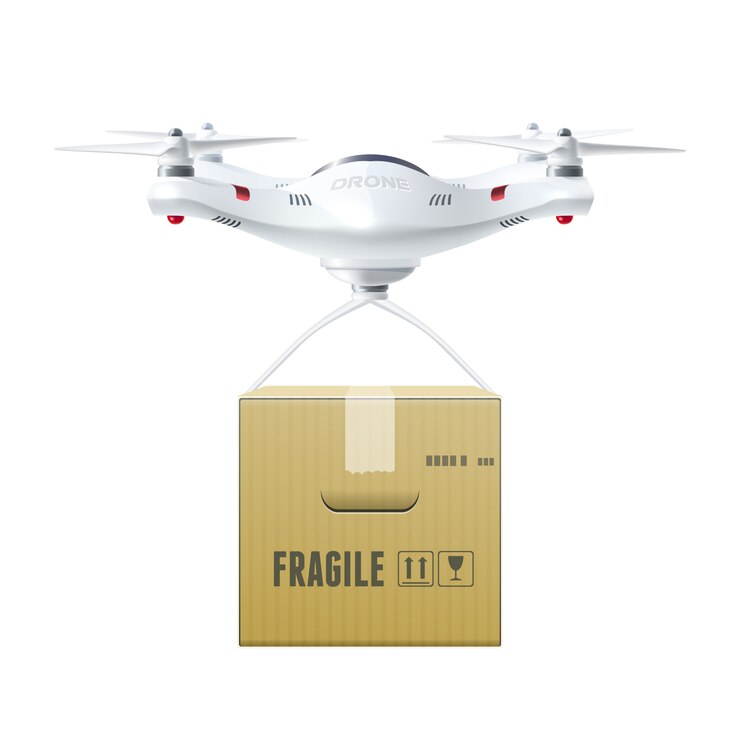 Free Vector unmanned drone with box