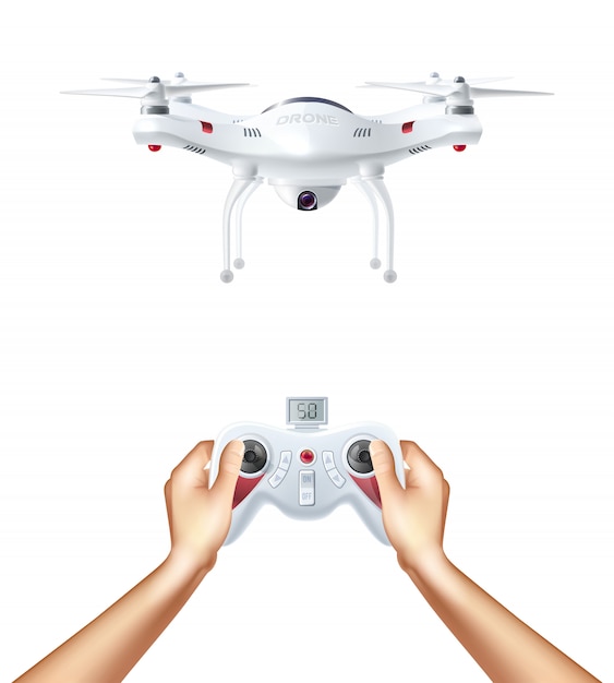 Free vector unmanned drone with remote controller