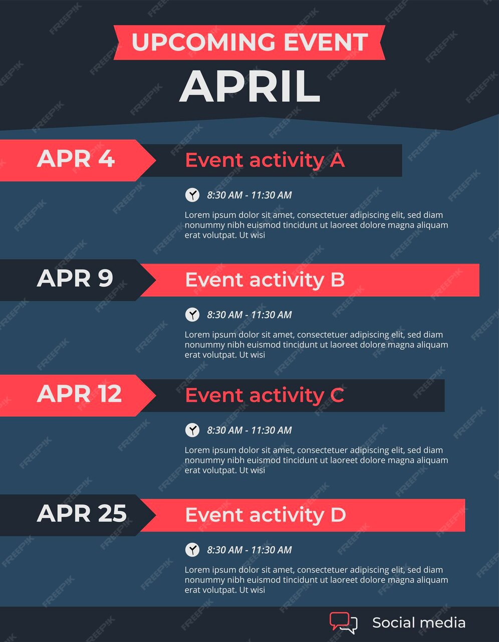 Premium Vector monthly event schedule flyer poster template