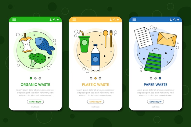 Free vector upcycle onboarding app screens