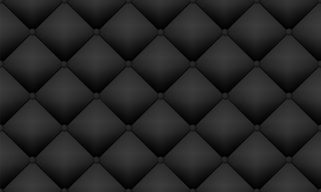 Upholstery soft quilted luxury background black velvel or leather texture vector seamless pattern Premium Vector