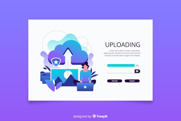 Free vector upload or cancel an image landing page