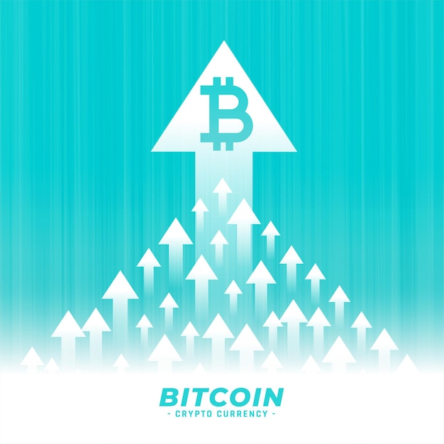 Upward growth of bitcoin concept design with arrow