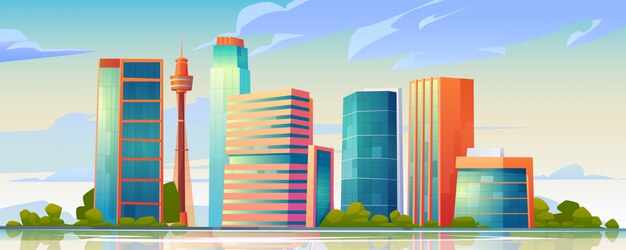 Urban building skyline panoramic illustration