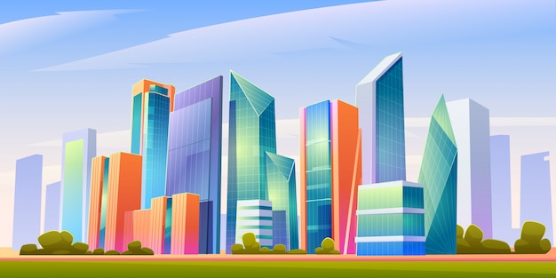 Urban building skyline panoramic illustration