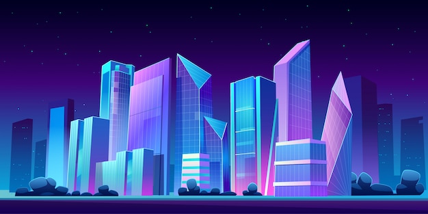 Urban building skyline panoramic night