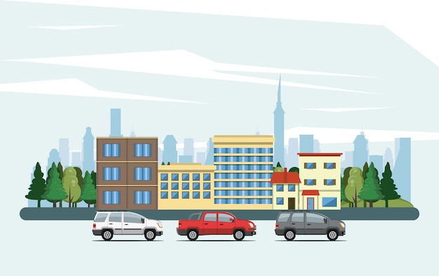 urban buildings with cityscape scenery