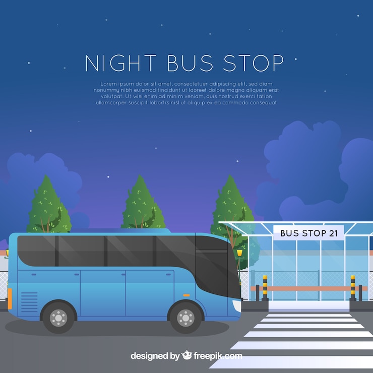 Free Vector urban bus and bus stop with flat design