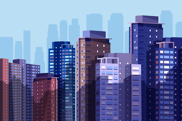 Free vector urban city background for video conferencing