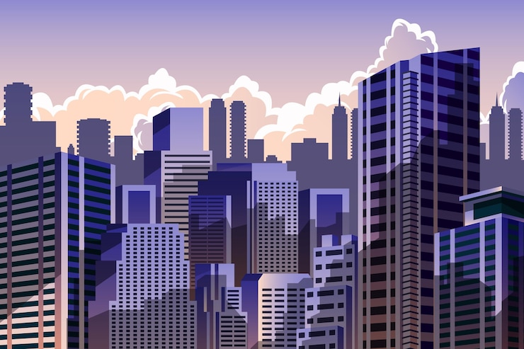 Free Vector urban city background for video conferencing