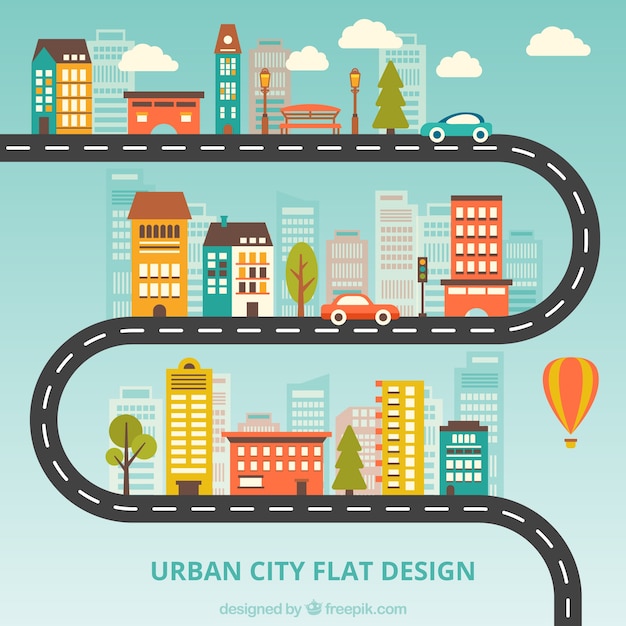 Download Free Urban City Flat Design Vector - Free Download The ...