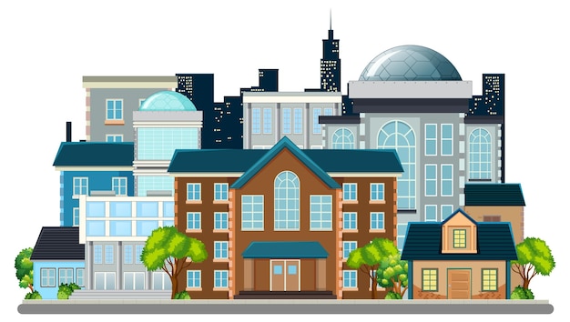 Бесплатное векторное изображение Городской пейзаж на белом фоне