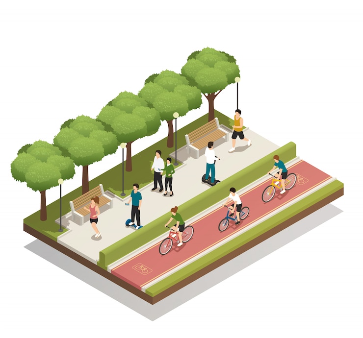 Free Vector urban composition with eco transport