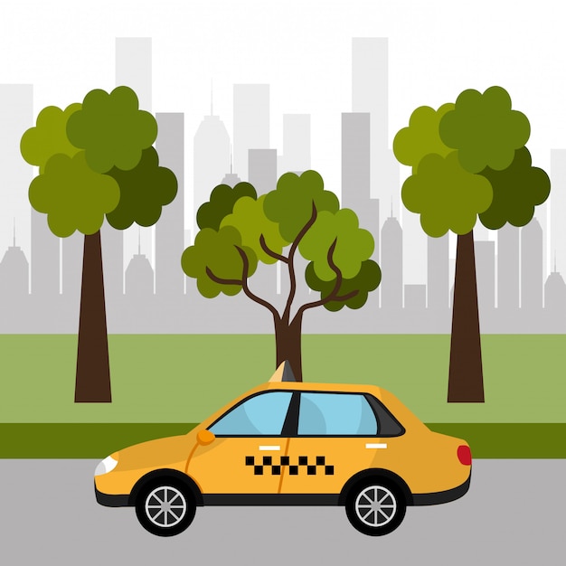 Free vector urban design taxi