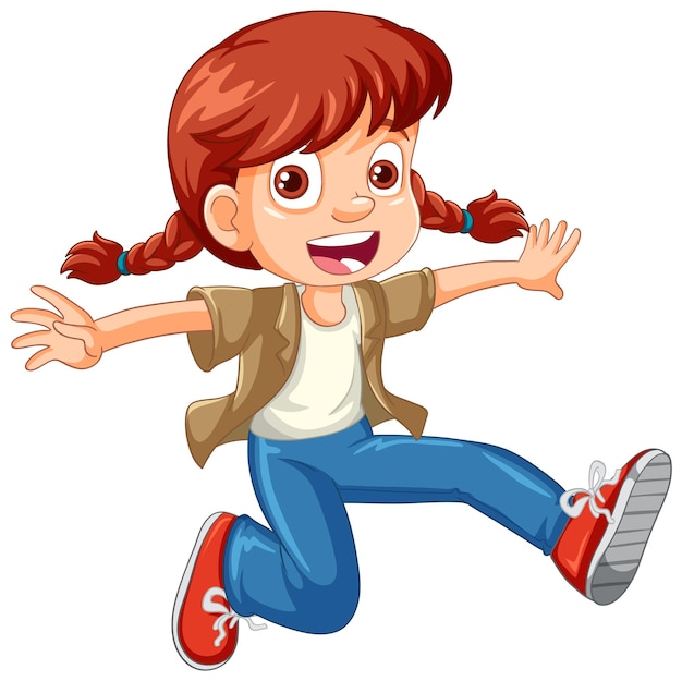 Free vector urban girl wearing hoodie jumping cartoon character