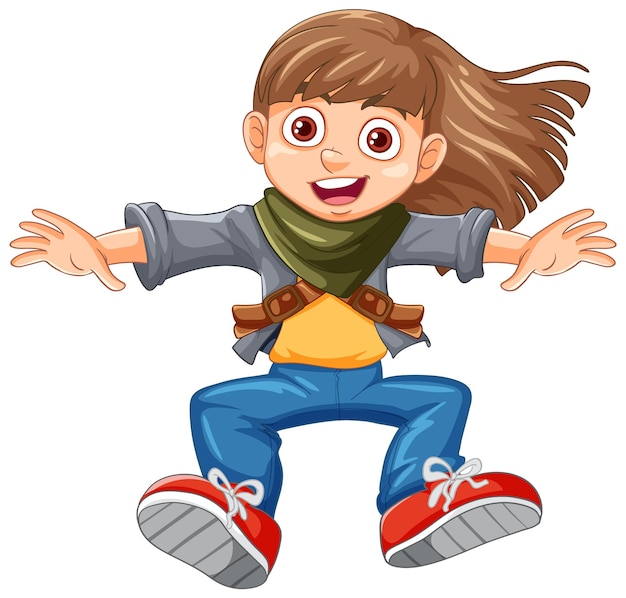 Free vector urban girl wearing hoodie jumping cartoon character