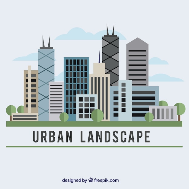 Urban landscape in flat design background