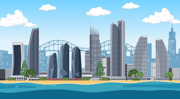 高い摩天楼のある都市風景 ゴールドコースト オーストラリア