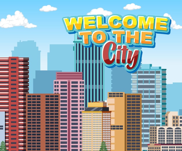 Free vector urban landscape with high skyscrapers