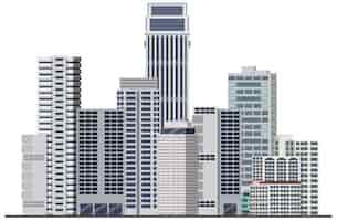 Бесплатное векторное изображение Городской пейзаж с высокими небоскребами