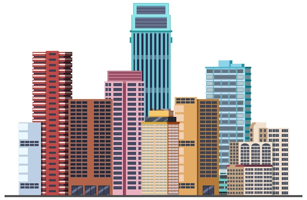 Free vector urban landscape with high skyscrapers