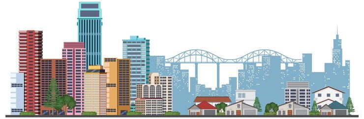 無料Vector 住宅や建物の都市景観