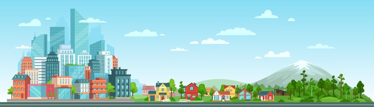 無料Vector 都市と自然の風景