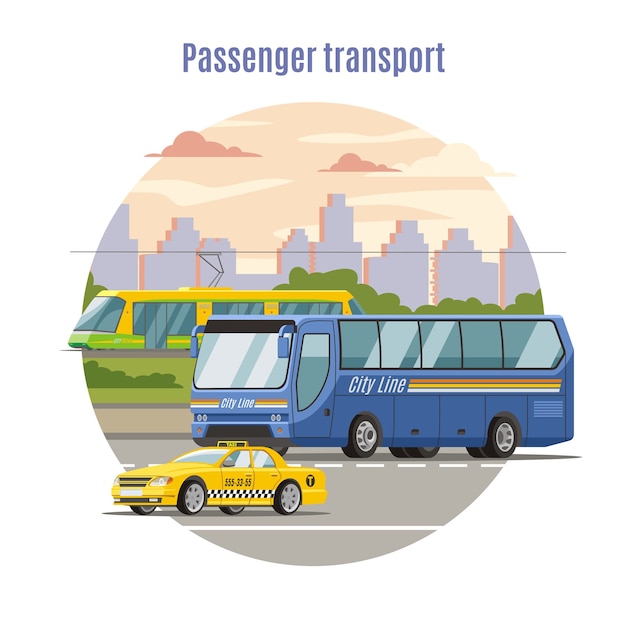 Free vector urban public passenger vehicles template