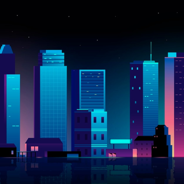 Бесплатное векторное изображение Городская сцена на ночном фоне