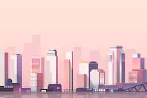 Free vector urban scene scene at dusk background