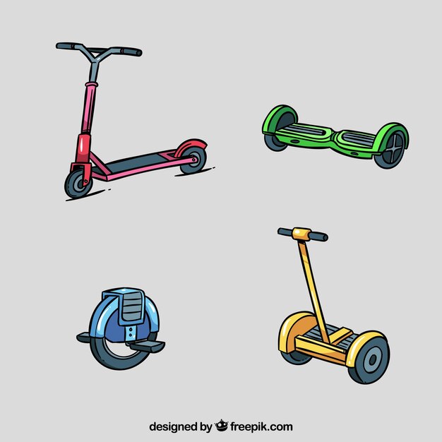 Urban scooters with hand drawn style